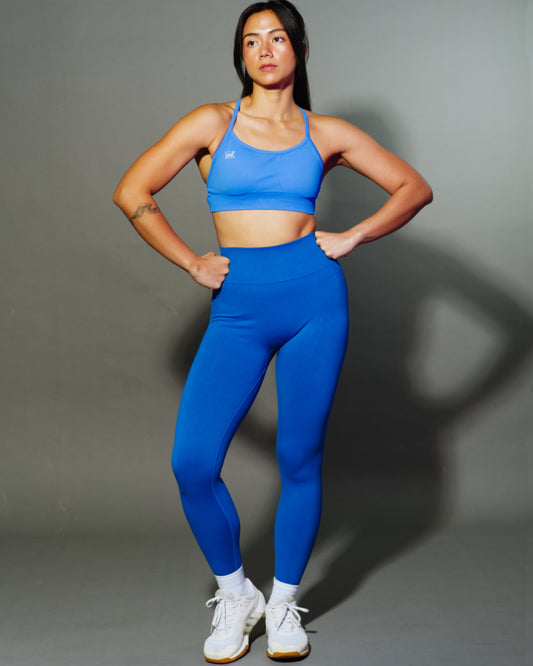 Backless sports bra blue