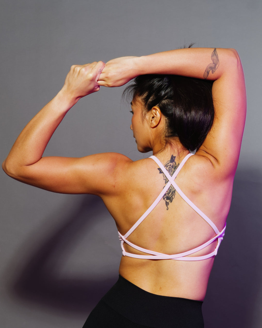 Backless sports bra pink